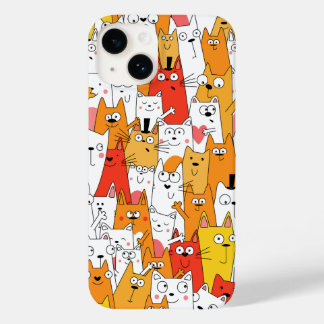 Funny Cartoon Cats Group Doodle Case-Mate iPhone 14 Hoesje