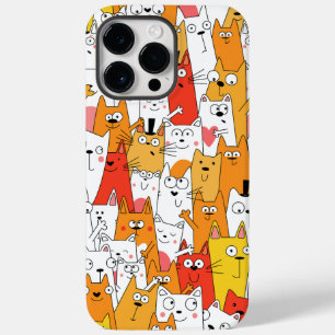 Funny Cartoon Cats Group Doodle Case-Mate iPhone 14 Pro Max Hoesje