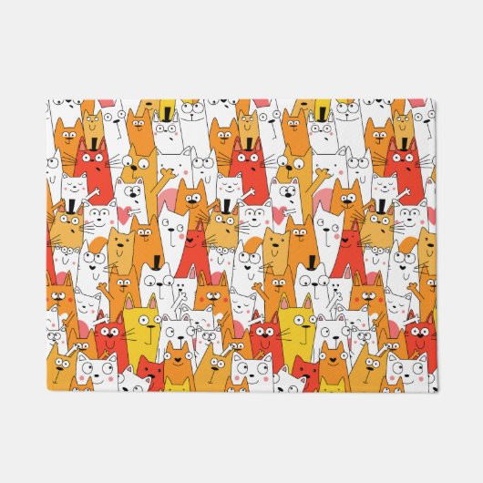 Funny Cartoon Cats Group Doodle Deurmat (Voorkant)