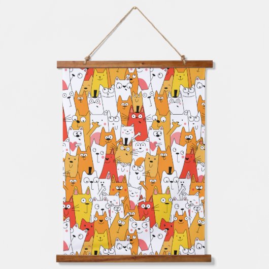 Funny Cartoon Cats Group Doodle Hangend Wandkleed (Voorkant)