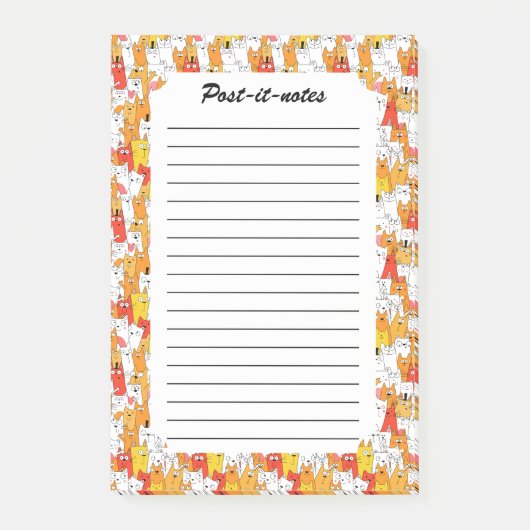Funny Cartoon Cats Group Doodle Post-it® Notes (Voorkant)