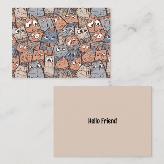 Funny Cartoon Cats Notitiekaartje (Voorkant / Achterkant)