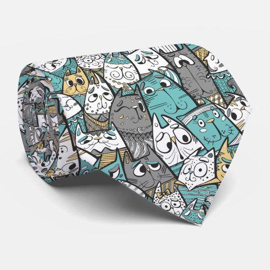 Funny Cartoon Cats Stropdas (Opgerold)