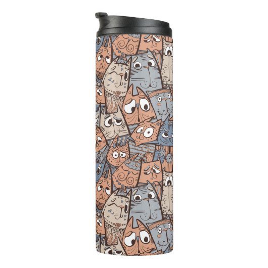 Funny Cartoon Cats Thermosbeker (Geroteerd rechts)