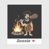 Funny Cartoon Caveman beroemd gemaakt door Campfir Sticker (Vel)