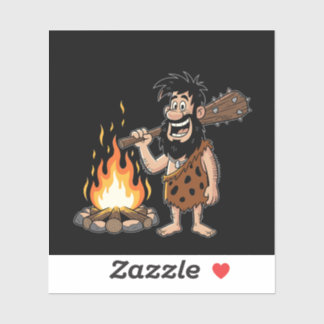 Funny Cartoon Caveman beroemd gemaakt door Campfir Sticker