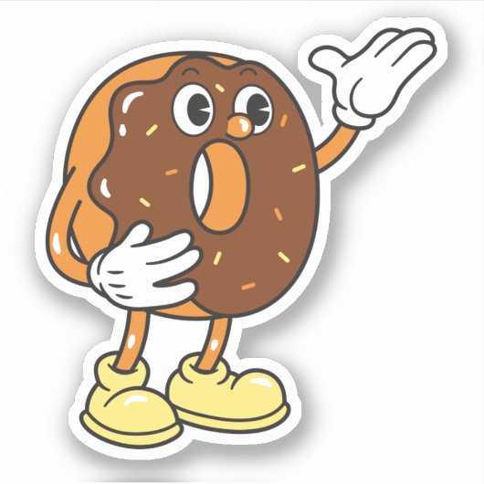 Funny Cartoon Character Donut Sticker (Voorkant)