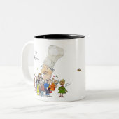 Funny Cartoon Chef Personalized Mugs Tweekleurige Koffiemok (Voorkant links)