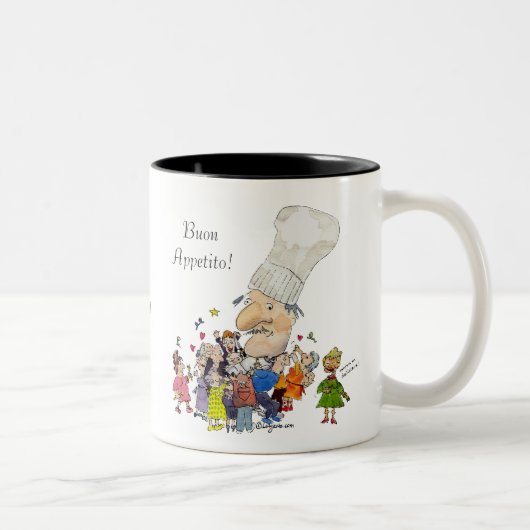 Funny Cartoon Chef Personalized Mugs Tweekleurige Koffiemok (Rechts)