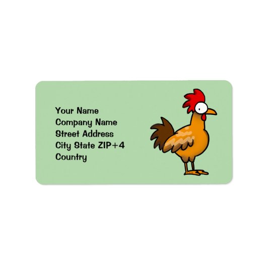 Funny Cartoon Chicken Address Label (Voorkant)