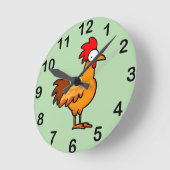 Funny Cartoon Chicken Illustration Ronde Klok (Hoek)