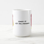 Funny Cartoon Chicken met Gezegde Koffiemok (Center)