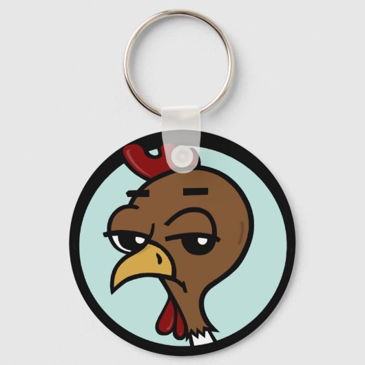 FUNNY CARTOON CHICKEN ROND SLEUTELHANGER (Voorkant)