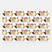 Funny Cartoon Chickens Birthday Inpakpapier Vel (Voorkant)