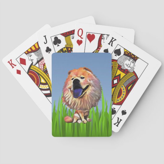 Funny Cartoon Chow Chow Deck of Cards Pokerkaarten (Achterkant)