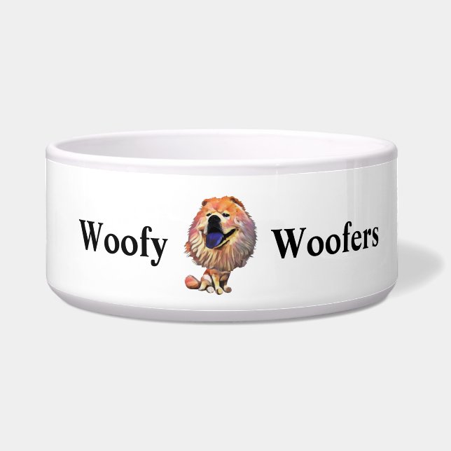 Funny Cartoon Chow Dog Bowl Voerbakje (Voorkant)