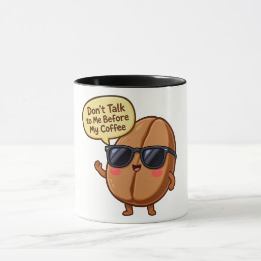 Funny Cartoon Coffee Bean "Don't Talk to Me" Mug Mok (Midden)