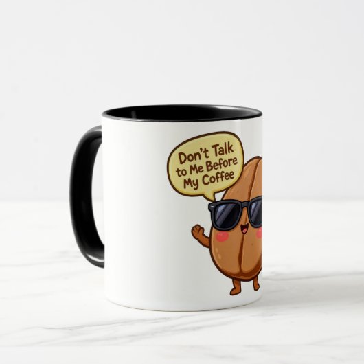 Funny Cartoon Coffee Bean "Don't Talk to Me" Mug Mok (Voorkant links)