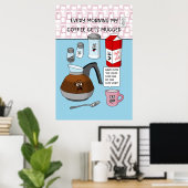 Funny Cartoon Coffee Pun Poster (Thuiskantoor)