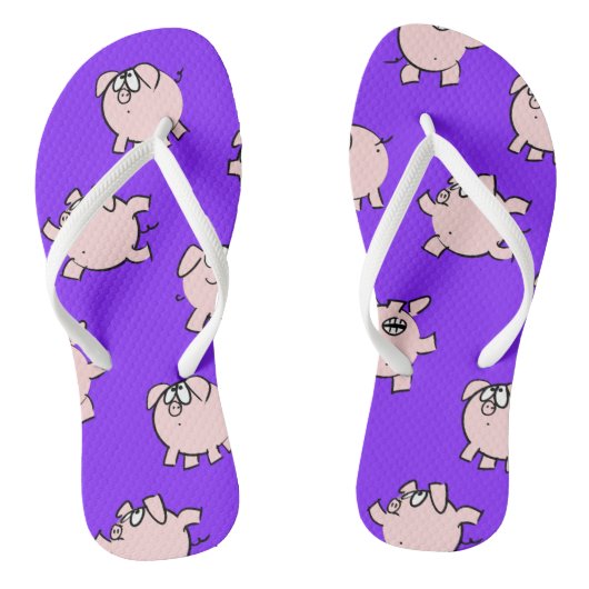 Funny Cartoon Comics Pig Kies Kleur W Flip Flop (Voetbed)