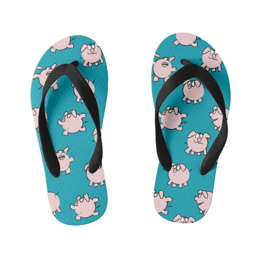 Funny Cartoon Comics Pig Kies Kleurenblok Kinder Teenslippers (Voetbed)