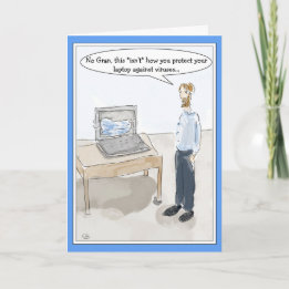 Funny Cartoon Computer Virus Card voor Mannen Kaart