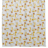 Funny Cartoon Corgi Pattern Douchegordijn (Voorkant)