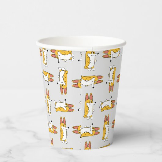 Funny Cartoon Corgi Pattern Papieren Bekers (Rechts)