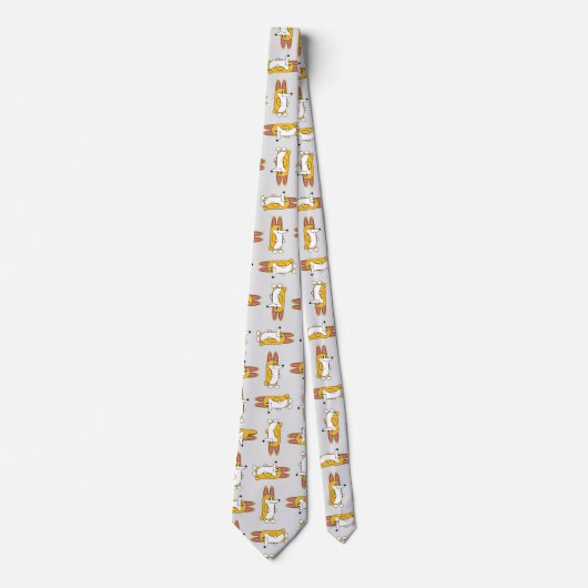 Funny Cartoon Corgi Pattern Stropdas (Voorkant)