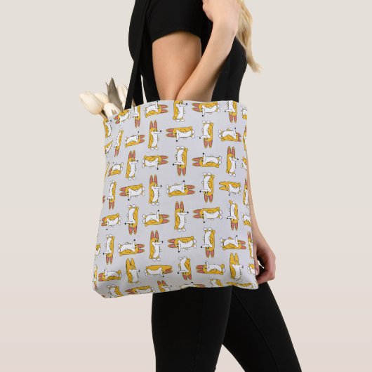 Funny Cartoon Corgi Pattern Tote Bag (Dichtbij)