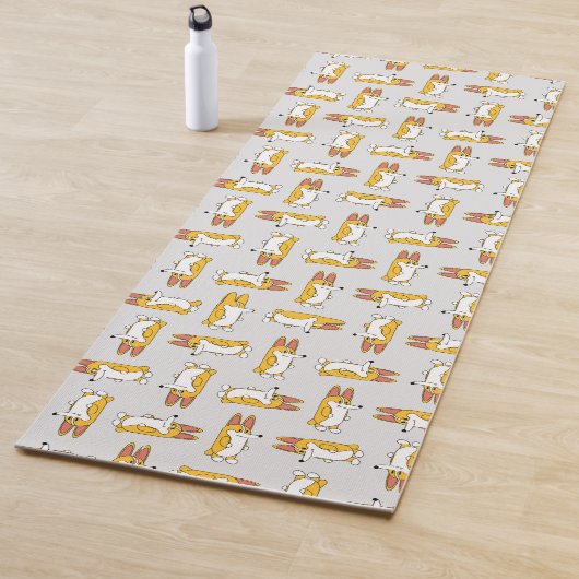 Funny Cartoon Corgi Pattern Yogamat (In situ)