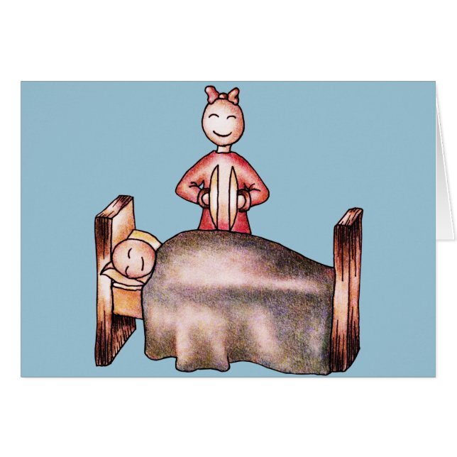 Funny Cartoon Couple Girl Cymbals Boy Sleeping (Voorkant Horizontaal)