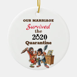 Funny Cartoon Couple Marriage 2020 Quarantine Keramisch Ornament
