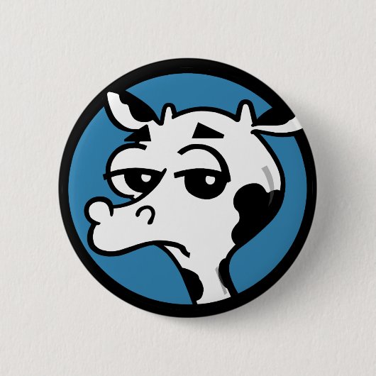 FUNNY CARTOON COW ROUND BUTTON (Voorkant)
