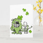 Funny Cartoon Creatures St. Paddys Day Greeting Ca Kaart (Gele Bloem)