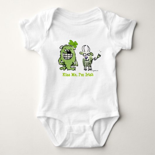 Funny Cartoon Creatures St. Paddys Day Romper (Voorkant)