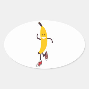 Funny Cartoon die Banana exploiteert Ovale Sticker