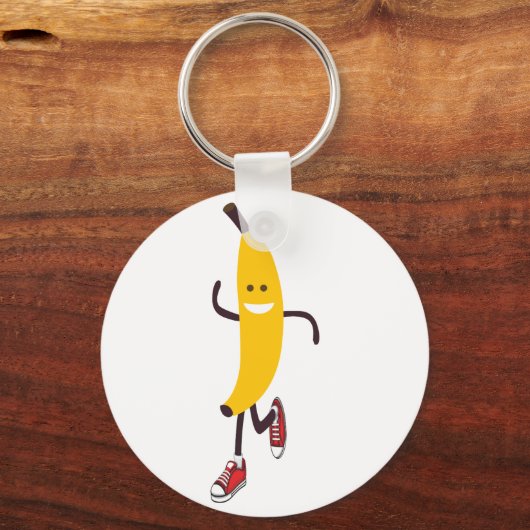 Funny Cartoon die Banana exploiteert Sleutelhanger (Voorkant)