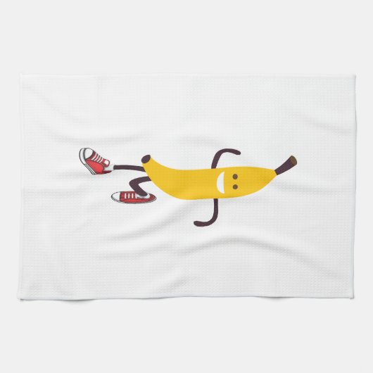 Funny Cartoon die Banana exploiteert Theedoek (Horizontaal)