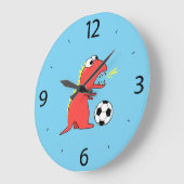 Funny Cartoon Dinosaur Soccer Kinderen Grote Klok (Hoek)