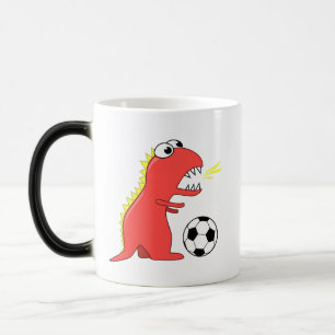Funny Cartoon Dinosaur Soccer Magische Mok