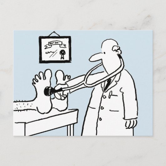 Funny Cartoon Doctor Using Stethoscoop on Patient Briefkaart (Voorkant)