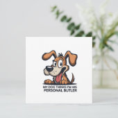 Funny Cartoon Dog Butler Quote Feestdagenkaart (Staand voorkant)