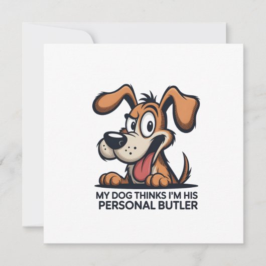 Funny Cartoon Dog Butler Quote Feestdagenkaart (Voorkant)