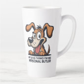 Funny Cartoon Dog Butler Quote Latte Mok (Rechts)