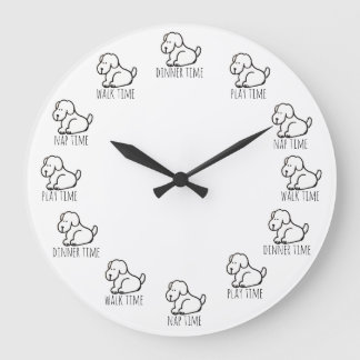 Funny Cartoon Dog Dinner Play Walk Nap Time Clock Grote Klok