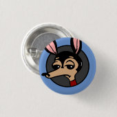 FUNNY CARTOON DOG GRAPHIC ROUND BUTTON (Voorkant /achterkant)