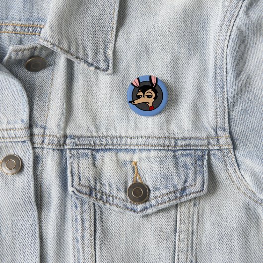 FUNNY CARTOON DOG GRAPHIC ROUND BUTTON (In situ)