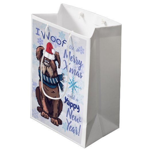 Funny Cartoon Dog kerstgroet Medium Cadeauzakje (Achterkant Gekanteld)