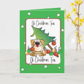 Funny Cartoon Dog Lover Pet Christmas Kaart (Gele Bloem)